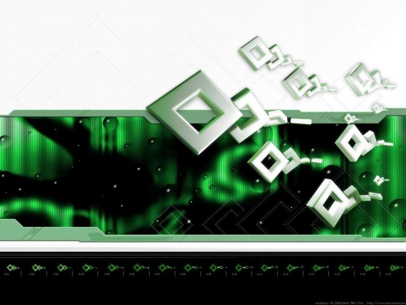 Green Geometric Shapes — Futuristic, Digital Art, Geometric Shapes