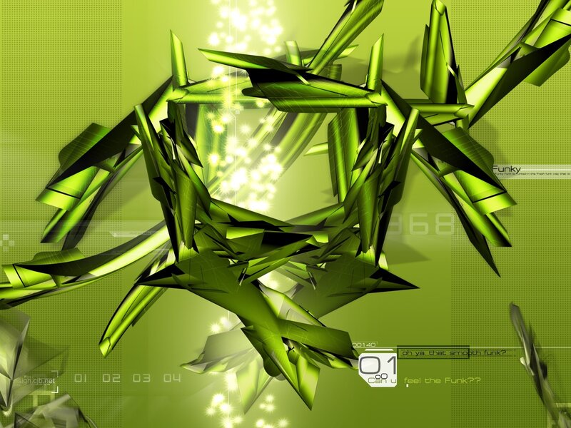 Green Geometric Shapes — Futuristic, Digital Art