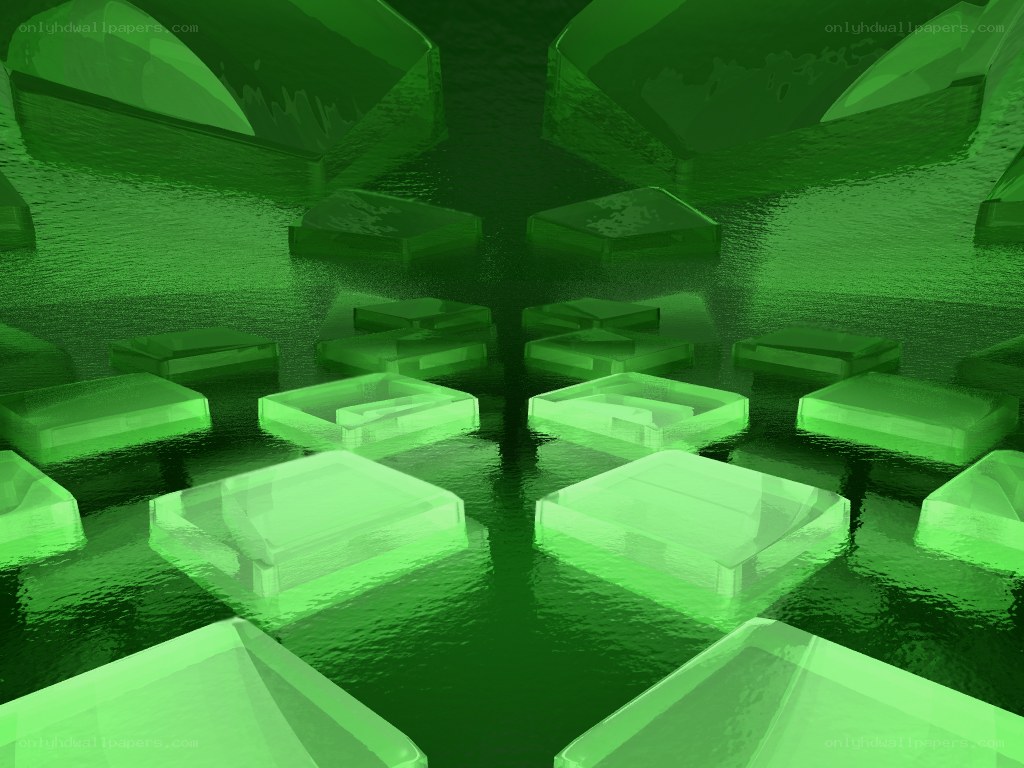 green geometric shapes in water