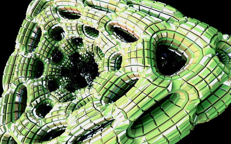 Green Geometric Structure — Abstract, 3d Render