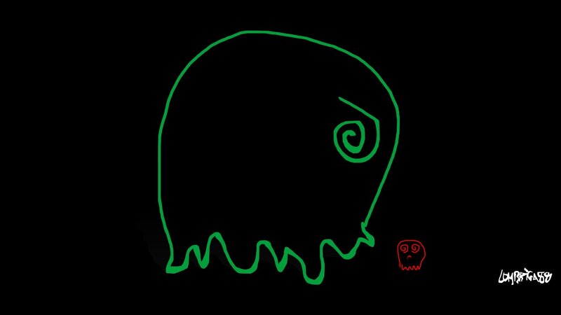 green ghost drawing
