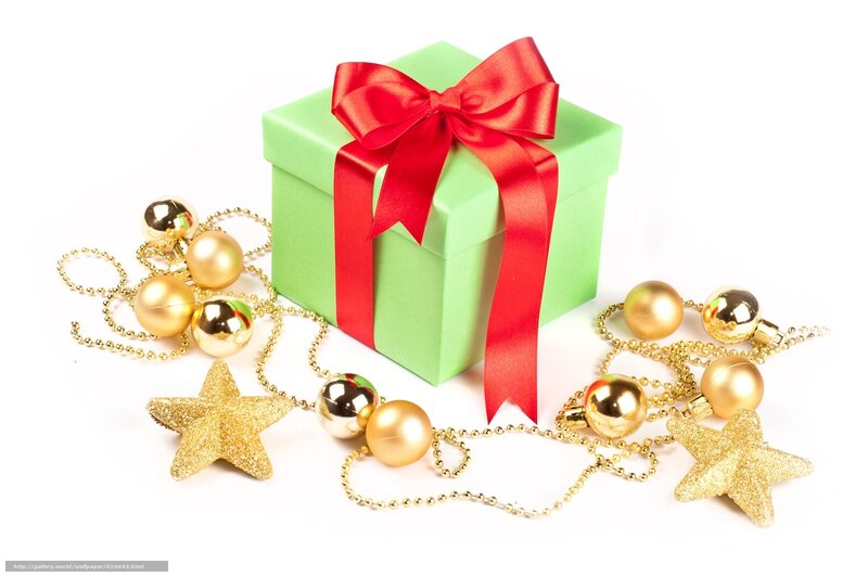 Green Gift Box with Ornaments — Festive, Winter, Photograph, Gold Balls