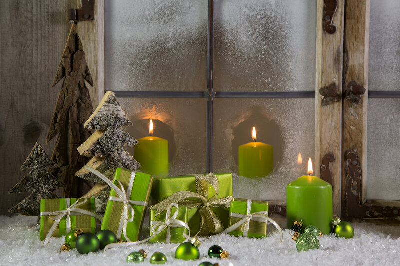 Green Gift Boxes and Candles