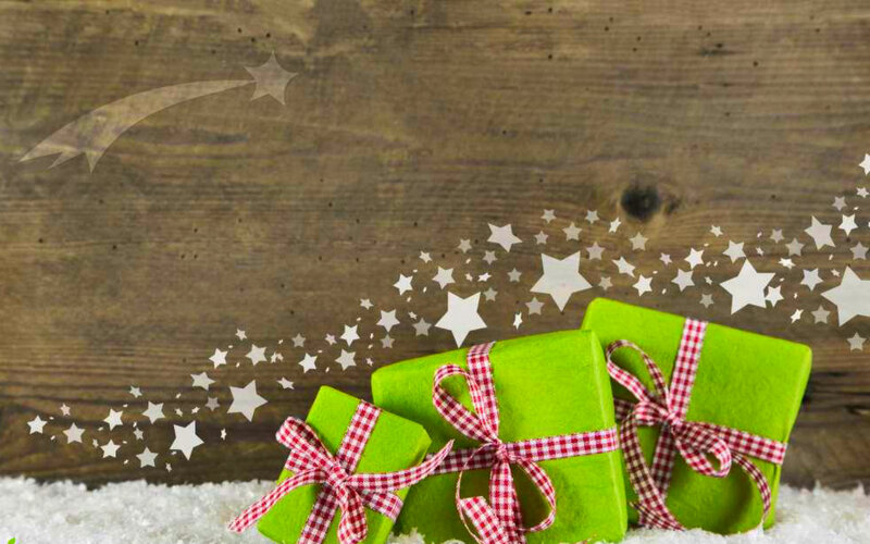 Green Gift Boxes — Festive, Winter, Photograph, Stars