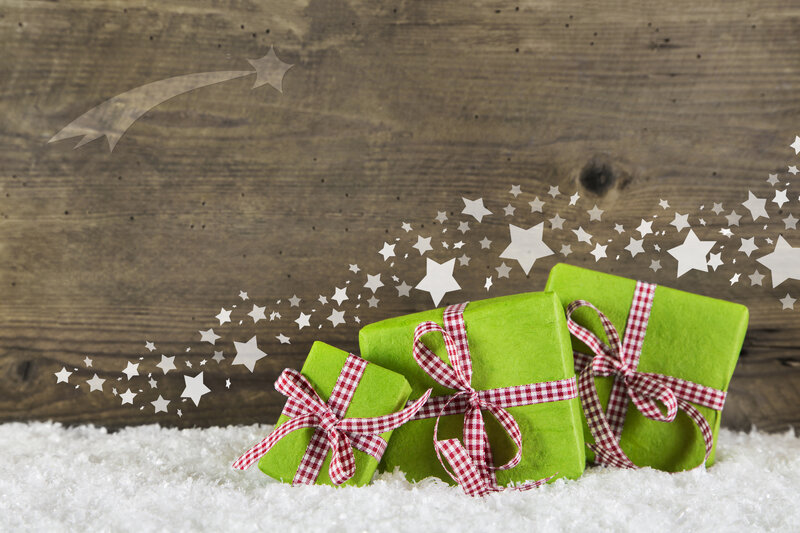 Green Gift Boxes — Festive, Winter, Photograph