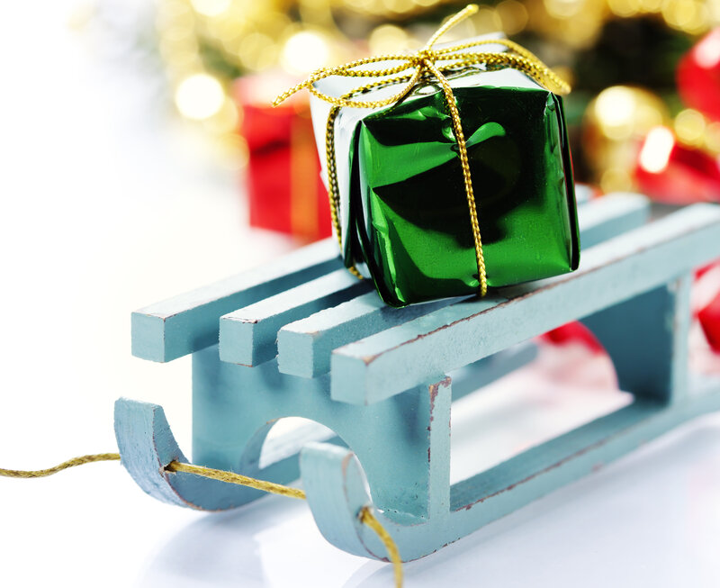 Green Gift on Sled