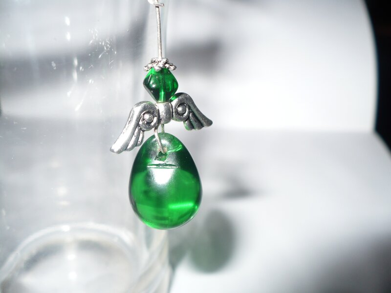 Green Glass Angel Ornament