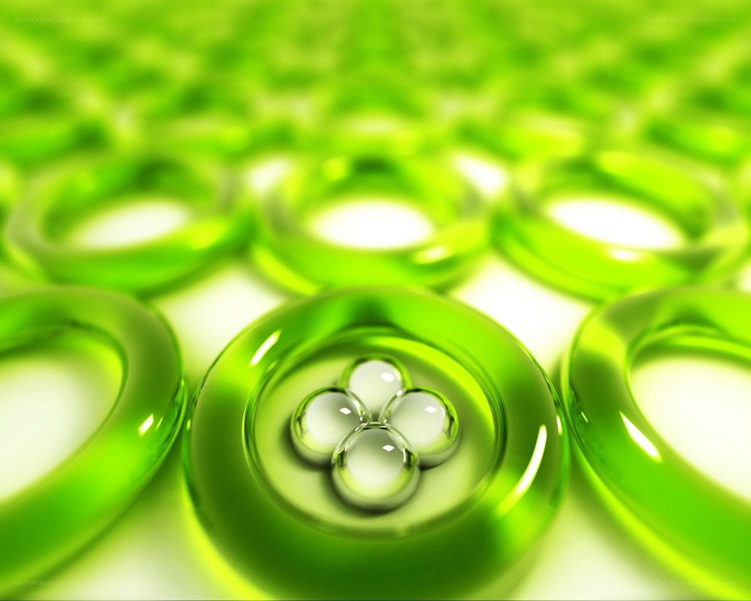 Green glass beads close-up