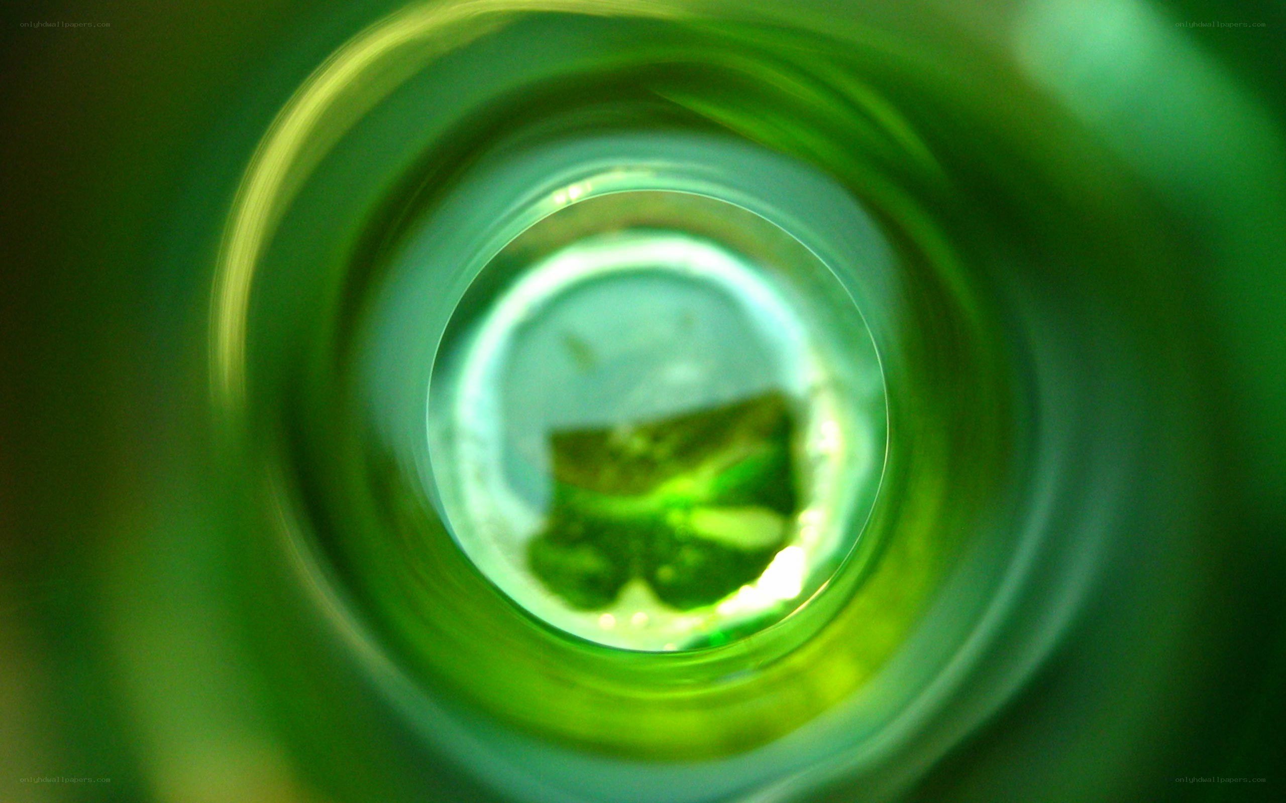 green glass bottle interior