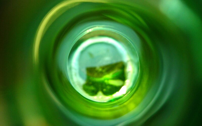 green glass bottle interior