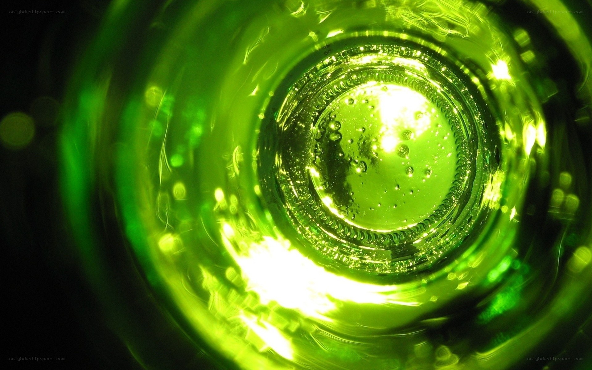 green glass bottle interior