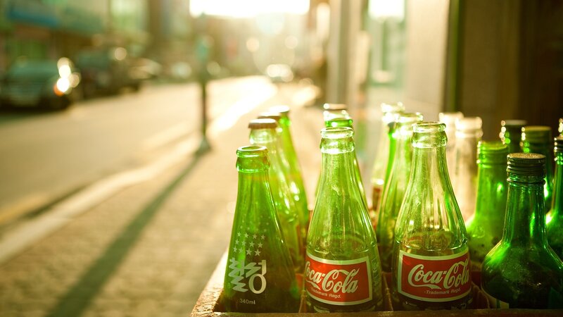 Green Glass Bottles — Warm