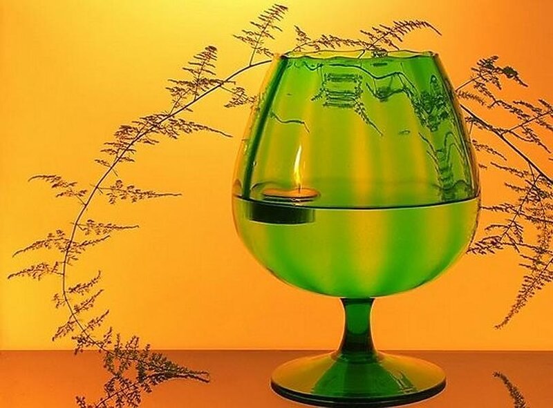 Green Glass Candle Holder
