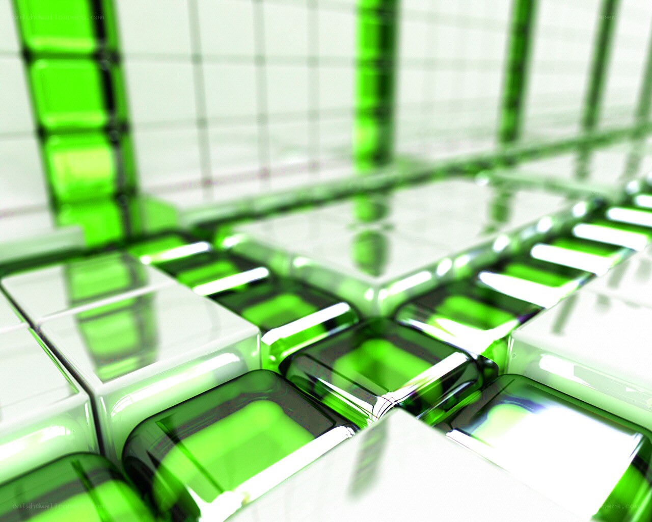green glass cubes in grid