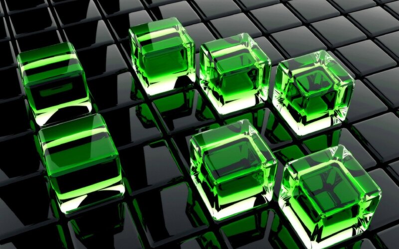 Green Glass Cubes — Minimalist, 3d Render
