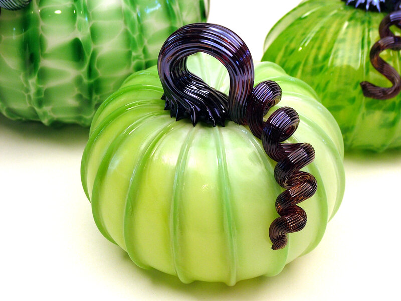 Green Glass Pumpkins