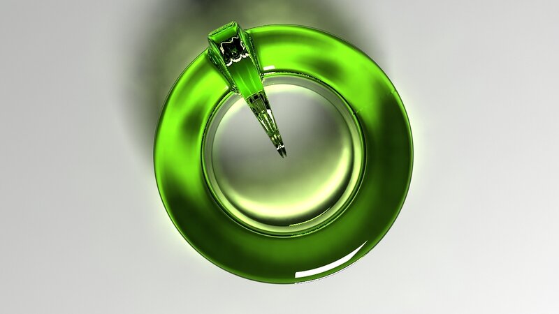 green glass ring with handle