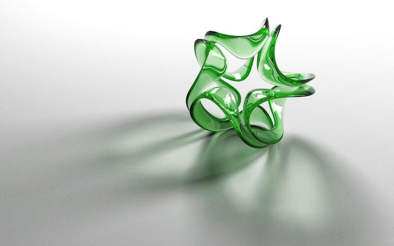 Green Glass Sculpture — Minimalist, 3d Render, Shadow