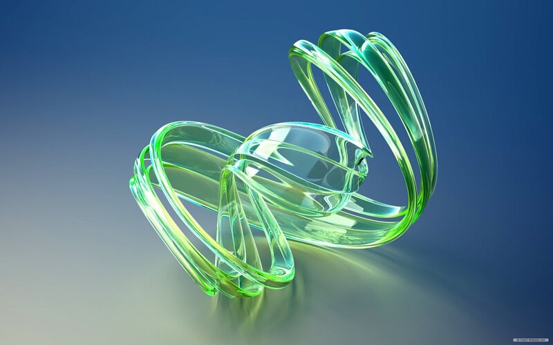 Green glass spiral sculpture