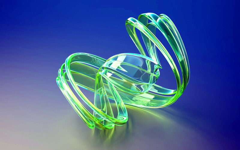 Green Glass Spiral Sculpture — Abstract