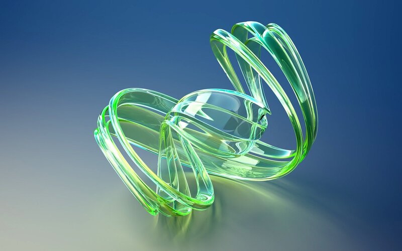 Green glass spiral sculpture