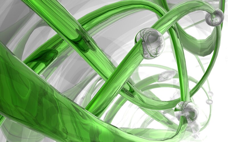 green glass tubes abstract