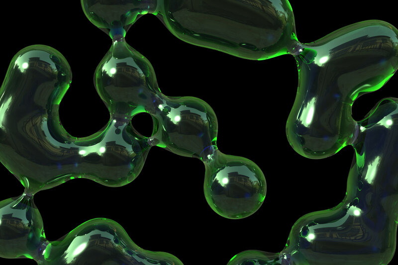 green glassy abstract structure
