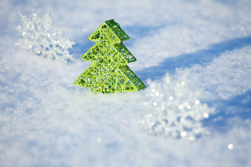 Green Glitter Tree in Snow