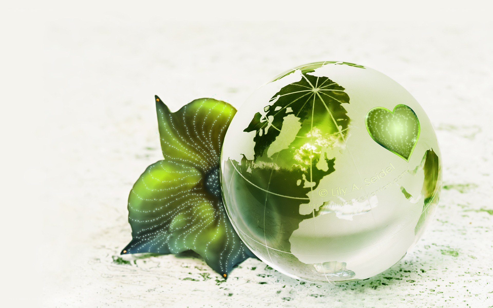 green globe with leaf