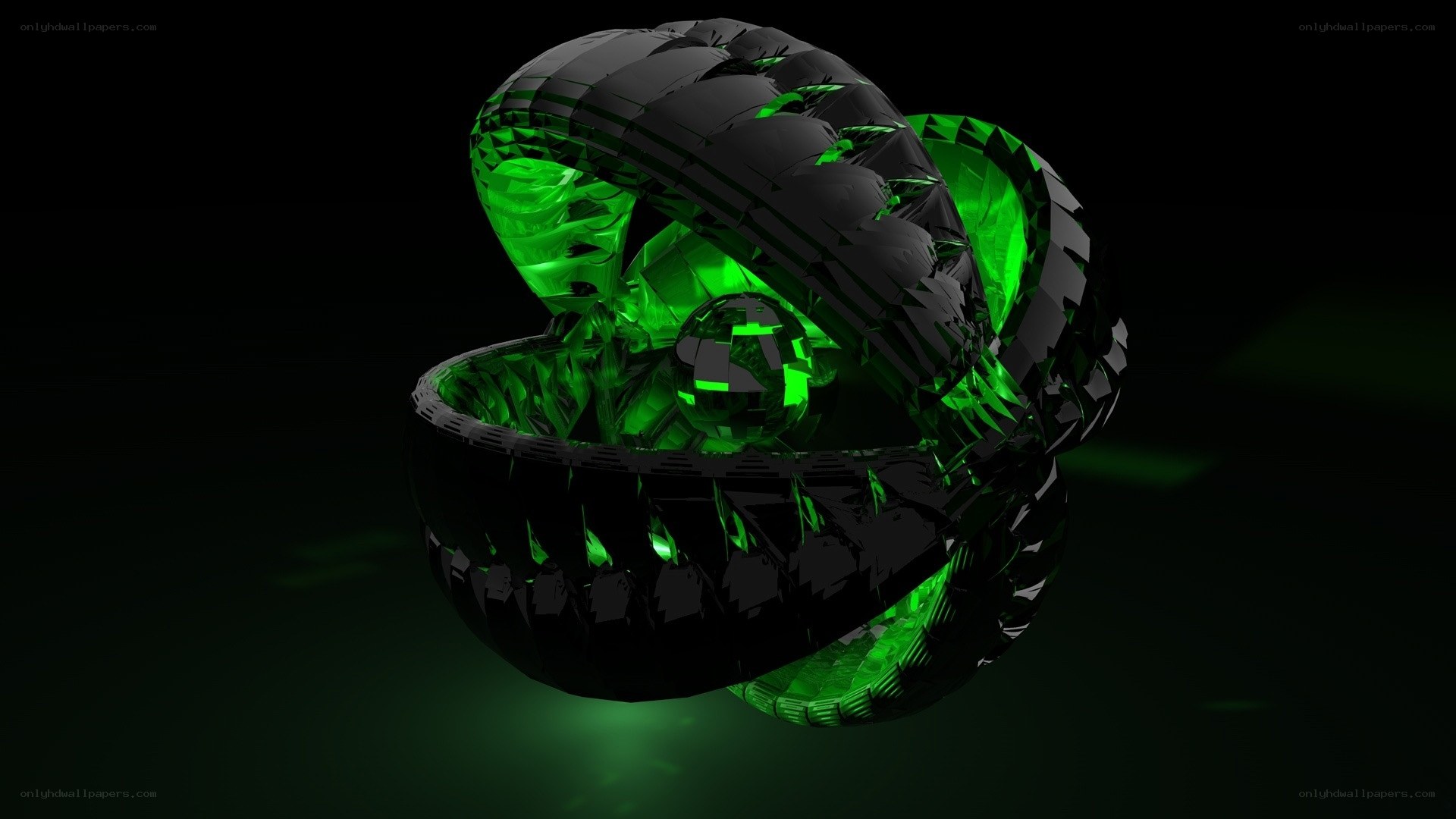 green glowing abstract sculpture