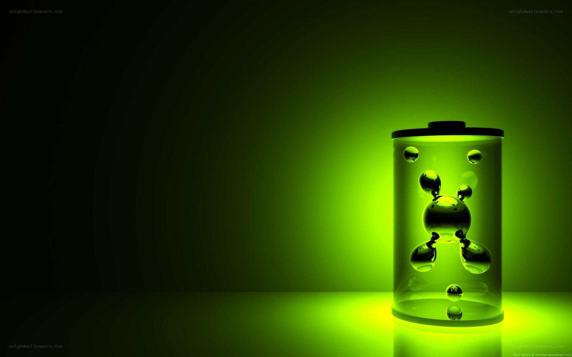 green glowing battery