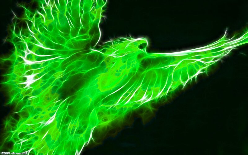 Green Glowing Bird