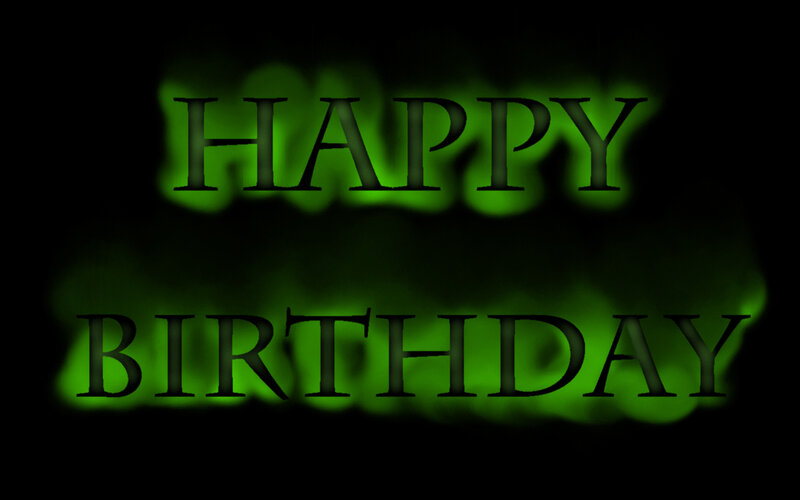green glowing birthday text