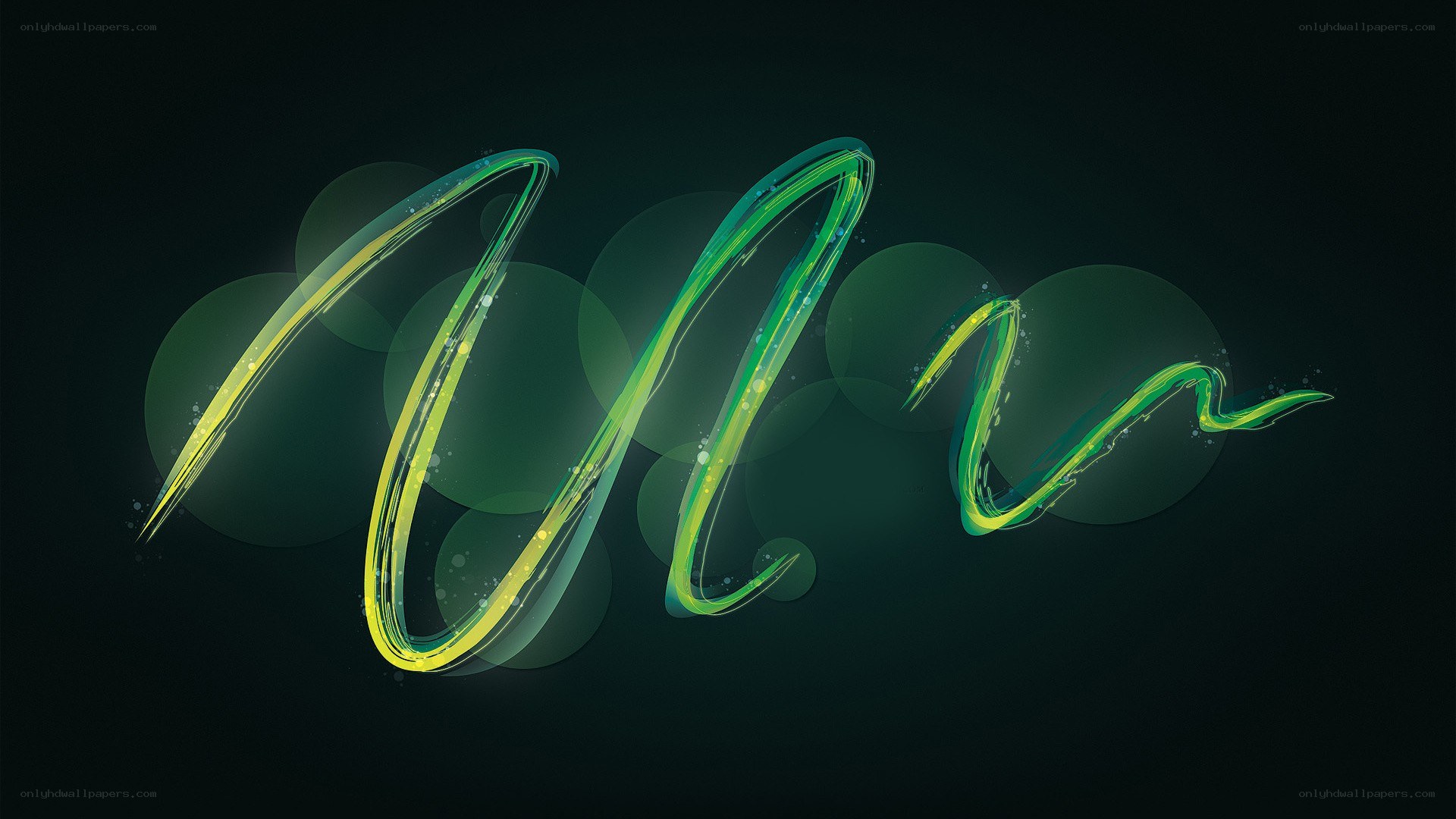 green glowing brush strokes