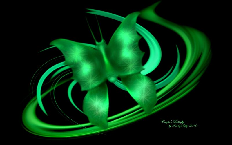 Green glowing butterfly art