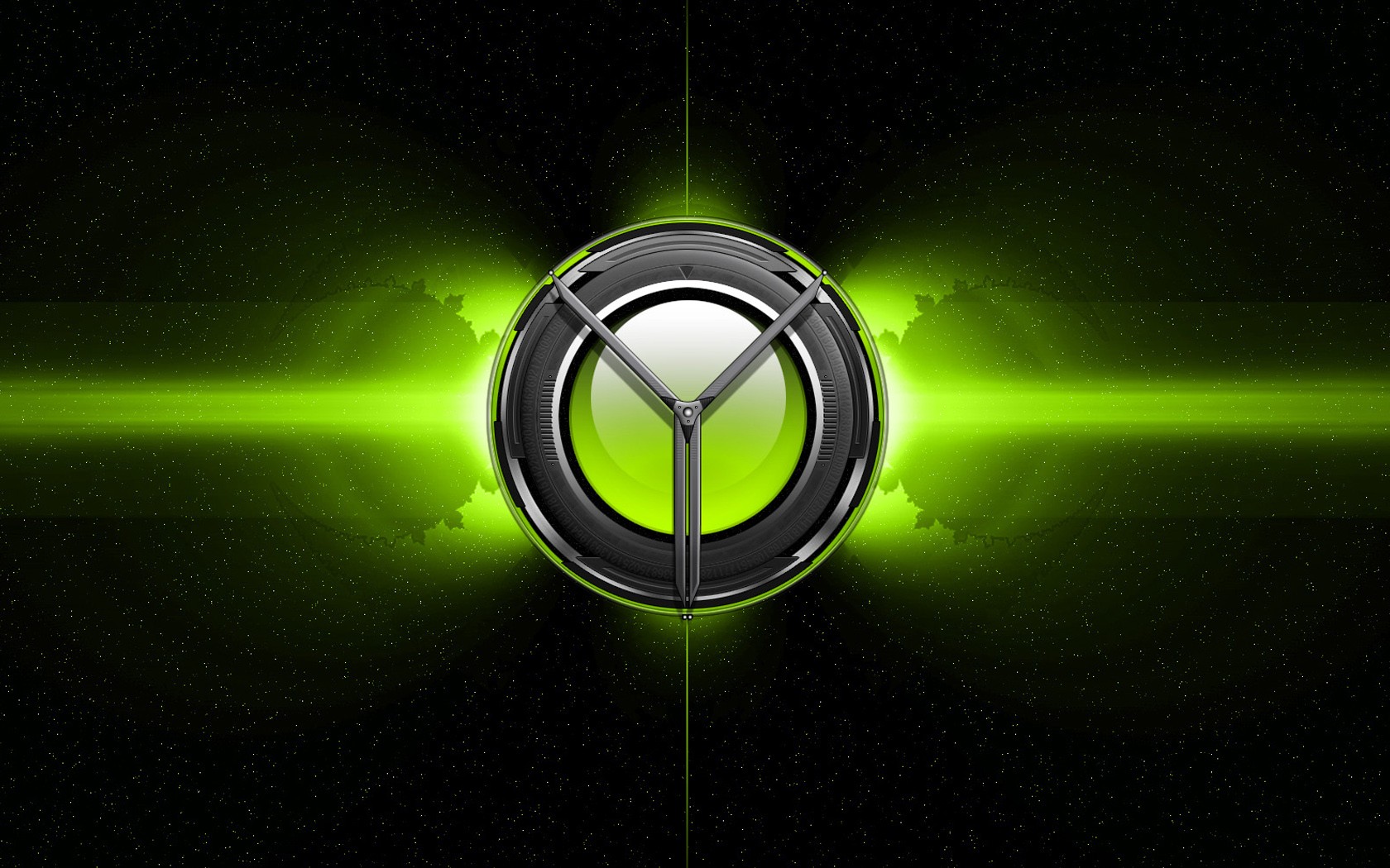 green glowing clock in space