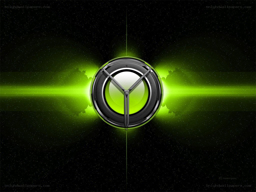 green glowing clock in space
