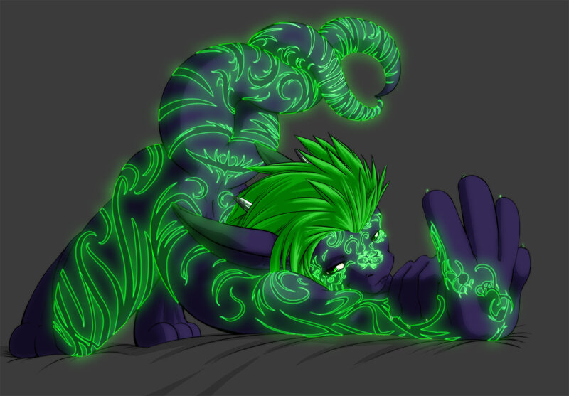 green glowing creature resting