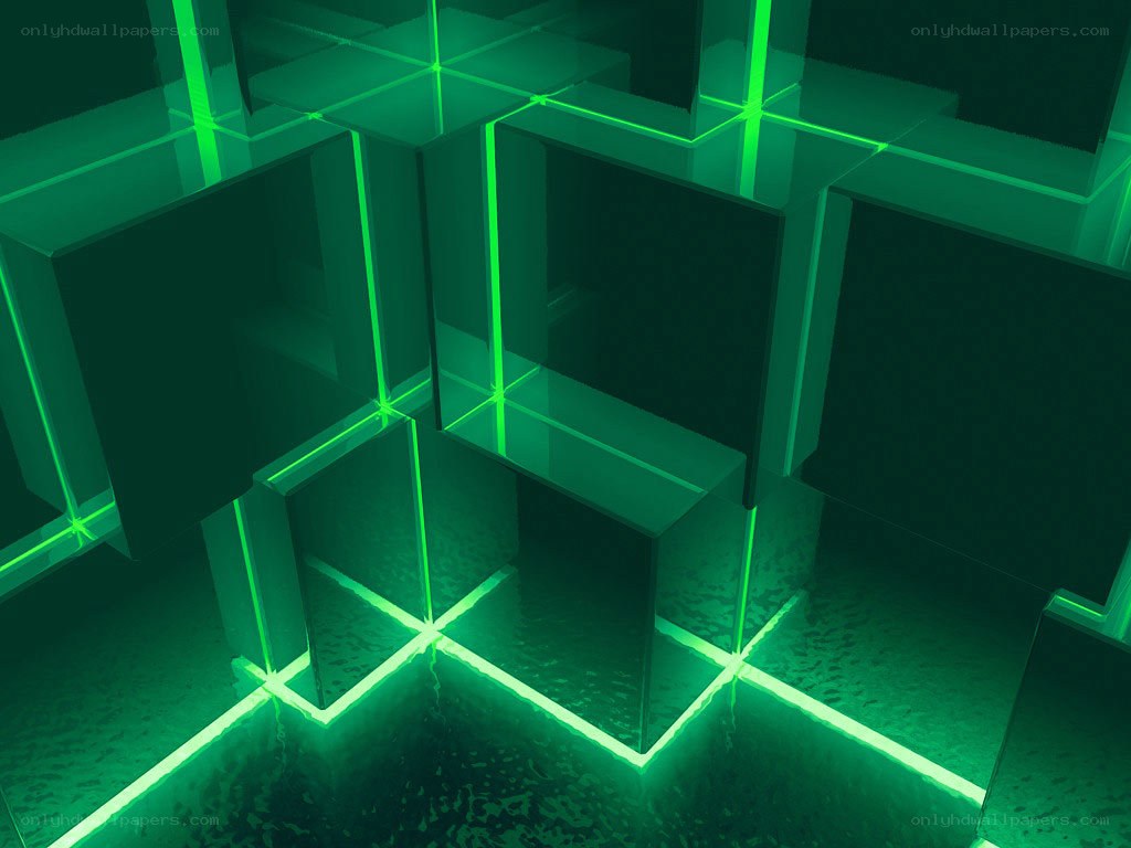 green glowing cube structure