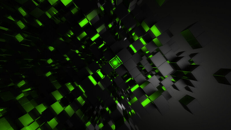 Green Glowing Cubes — Black