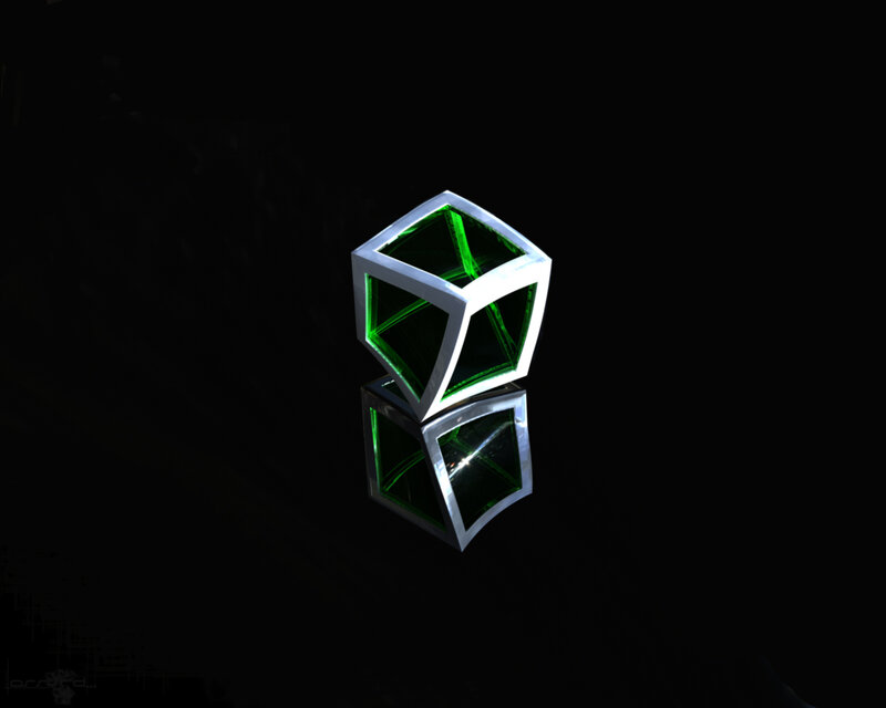 Green glowing cubes
