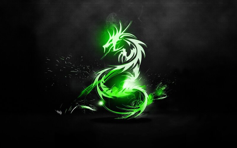 Green glowing dragon design