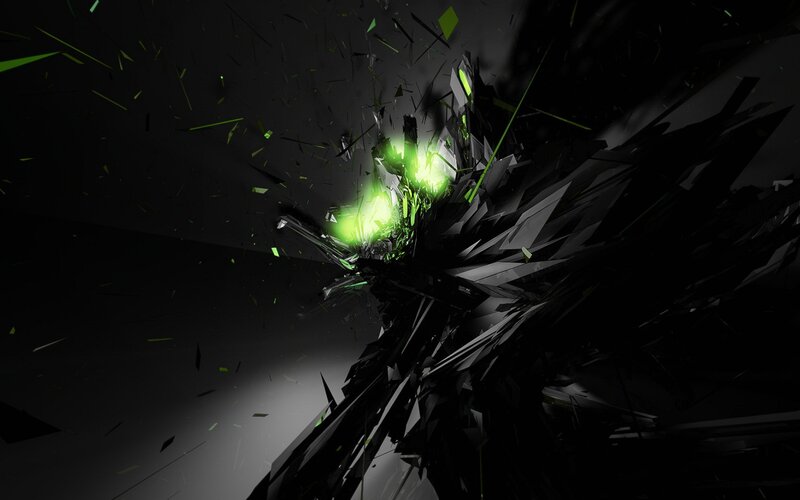 Green Glowing Explosion — Black, Dramatic, Digital Art