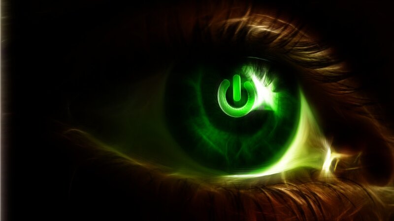Green Glowing Eye — Dramatic, Digital Art