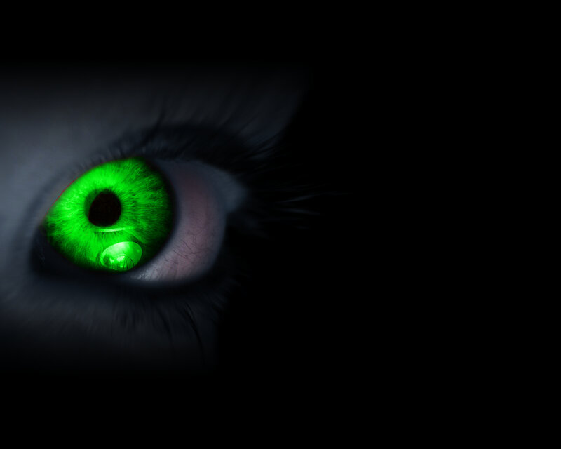 Green Glowing Eye — Dramatic
