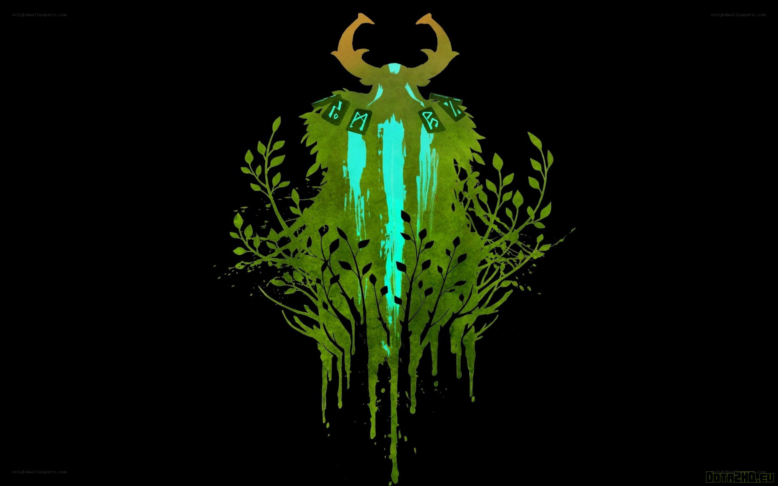 green glowing figure with antlers
