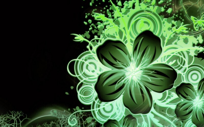 Green Glowing Flower — Vibrant