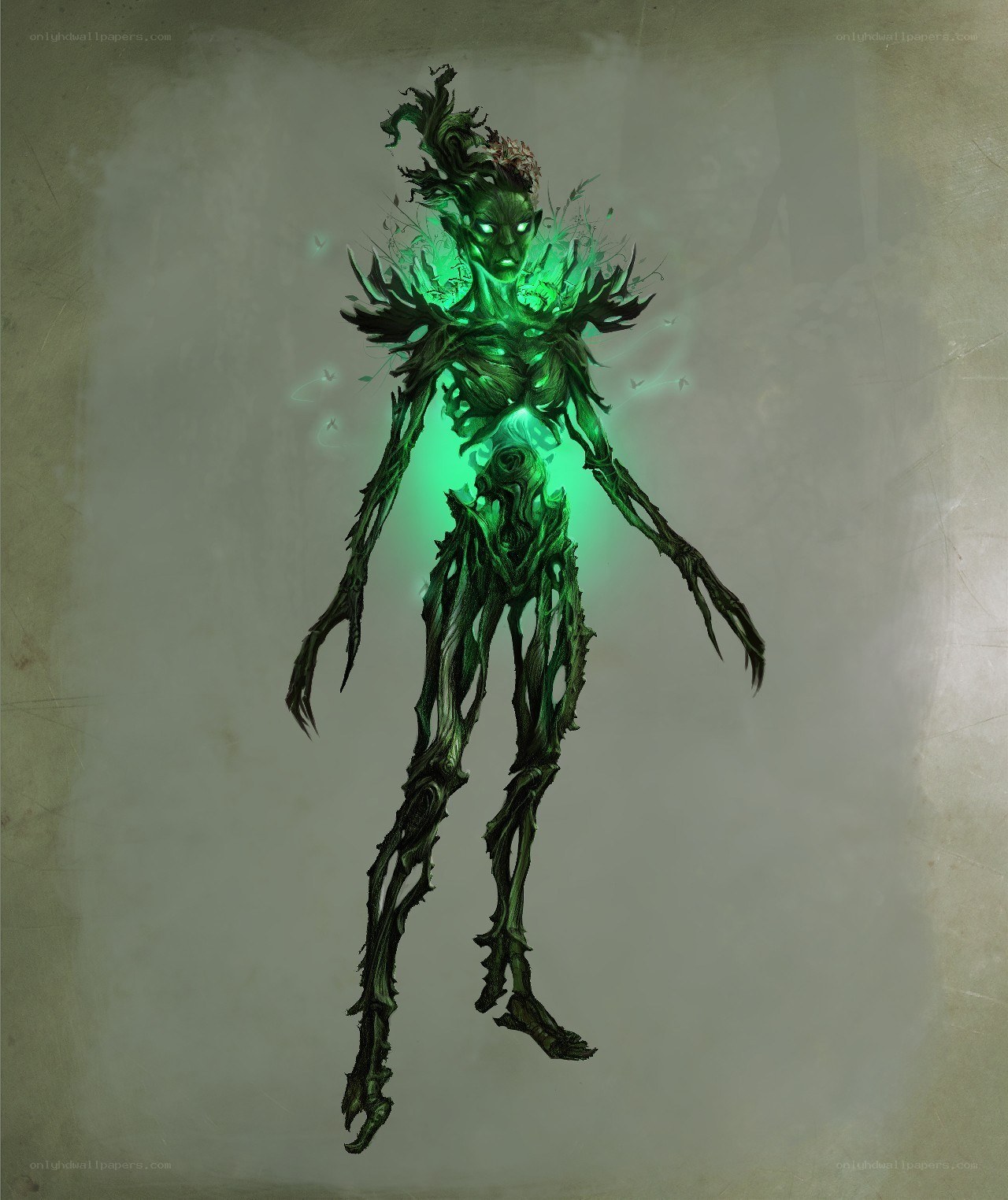 green glowing forest spirit
