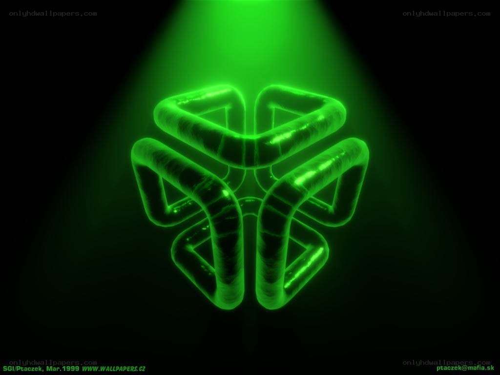 Green glowing geometric symbol