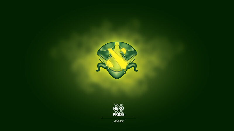 green glowing logo with text